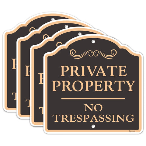Doninex private property sign with reflective aluminum for nighttime visibility.