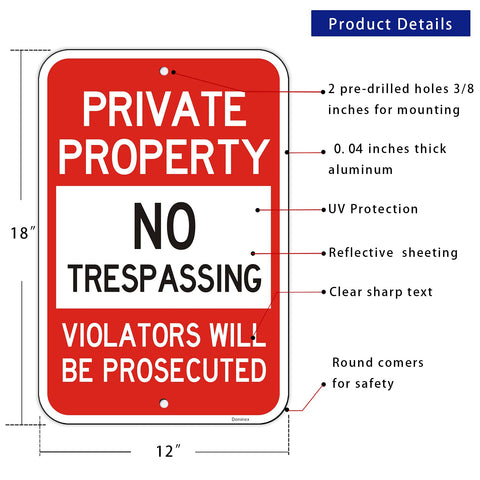 Doninex reflective-aluminum-sign-night-visibility with engineer-grade reflectivity for safer property boundaries