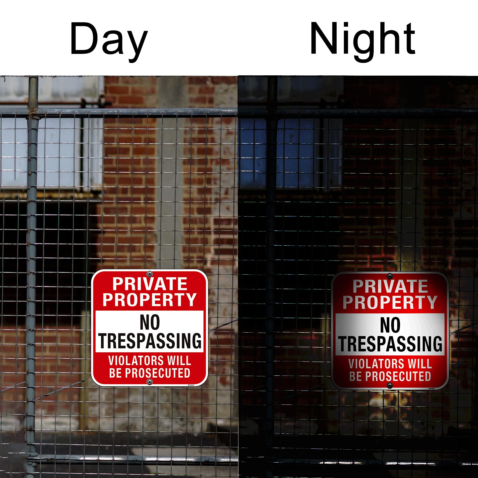 Doninex Violators Will Be Prosecuted sign 12x12 weatherproof outdoor use.