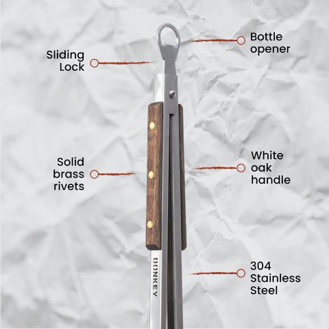 Built-in bottle opener on Donkey Long Tong makes grilling moments easier.