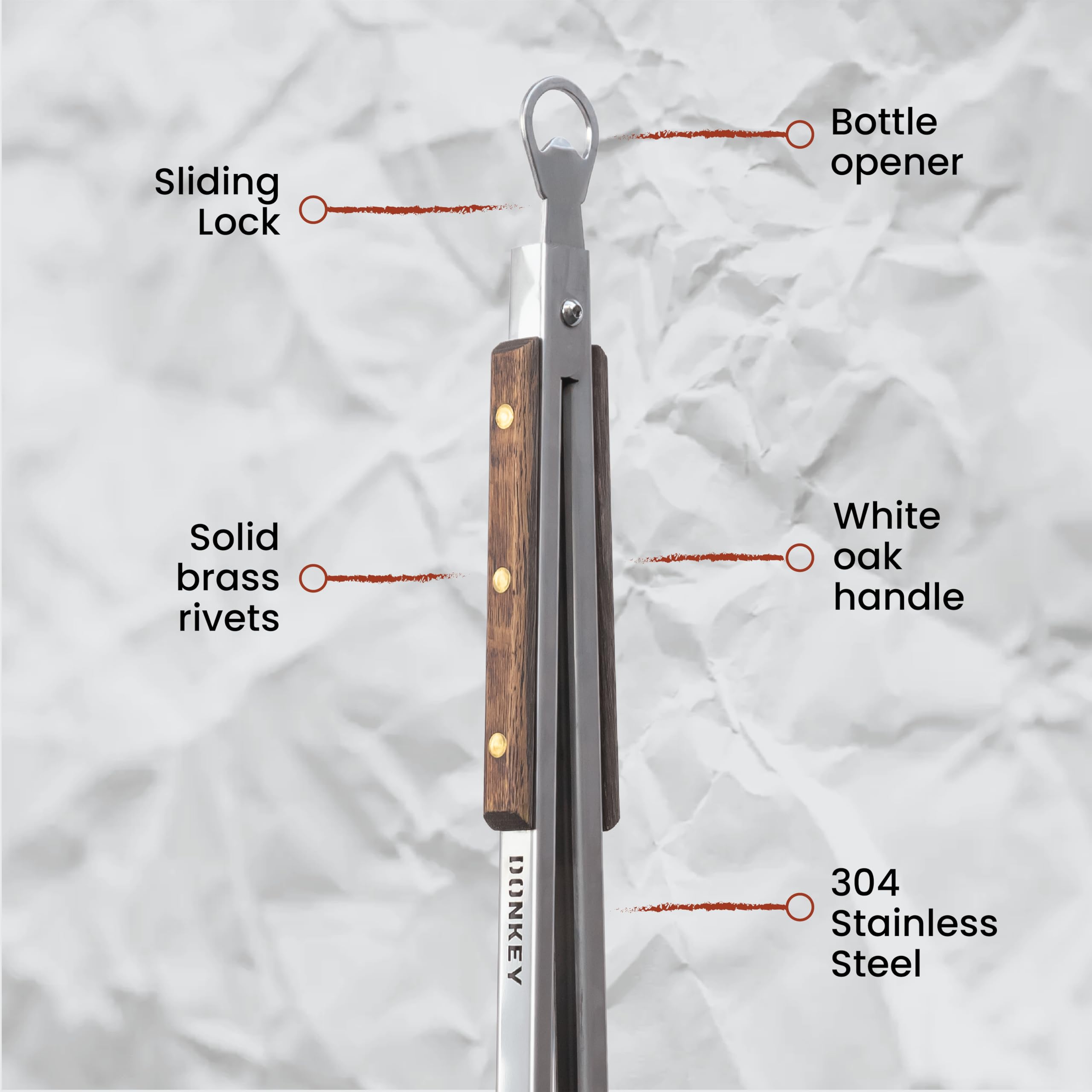 Donkey Long Tong rust-resistant stainless steel withstands high heat.