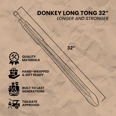 White oak handle detail on Donkey Long Tong for a comfortable grip.