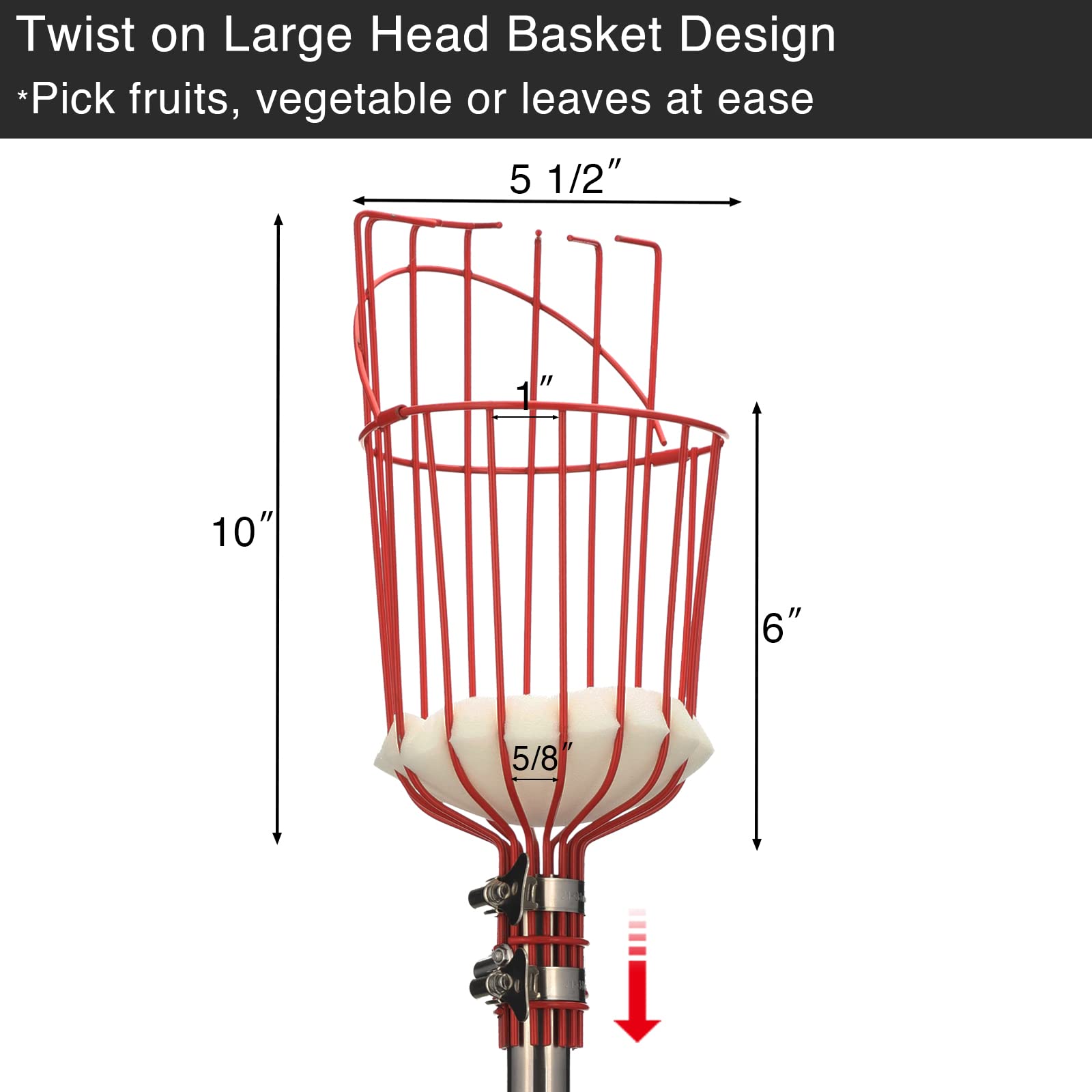 DonSail extendable pole 35-65 inches for reaching high fruit trees safely