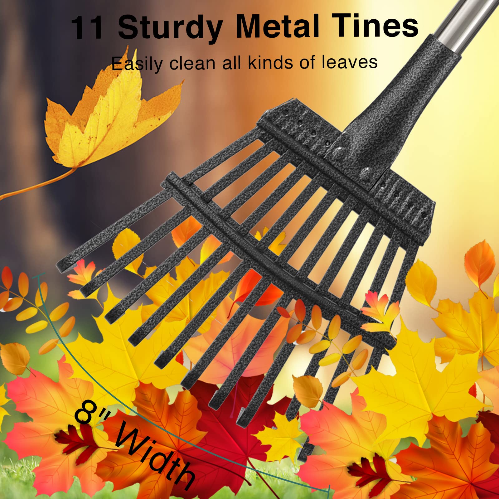 DonSail metal rake head assembly showing sturdy build for tough yard debris.