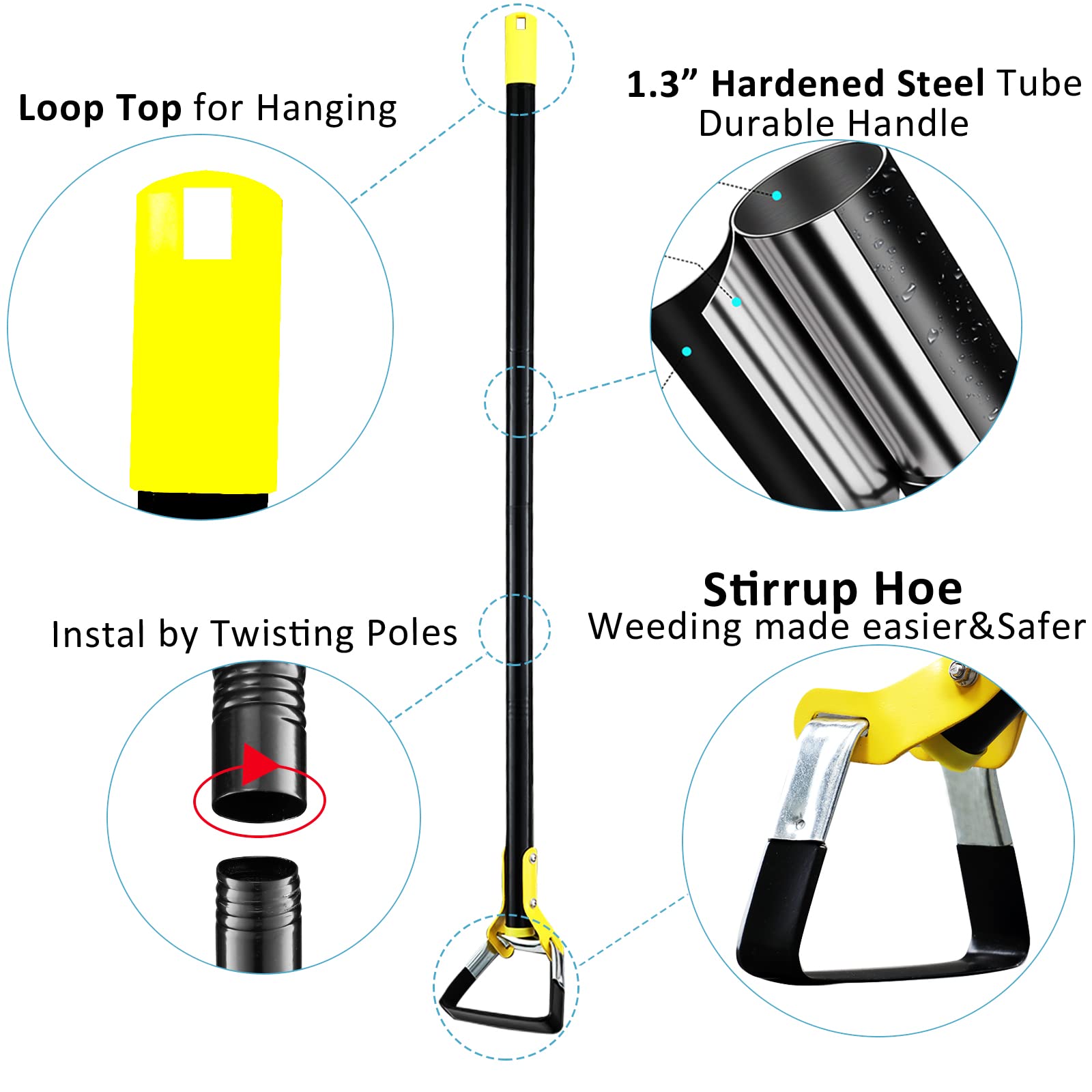 DonSail sturdy 1.3 inch steel diameter for durable weeding