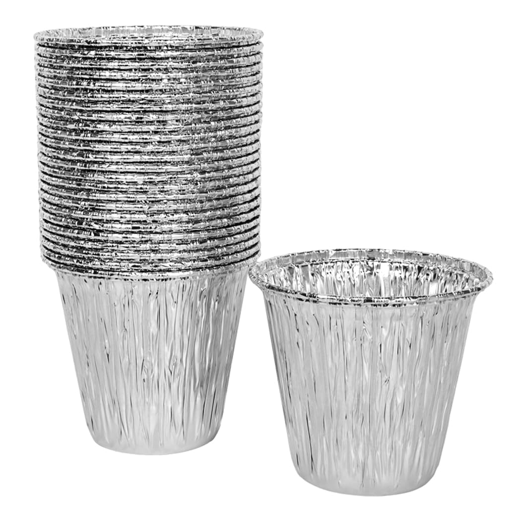 DONSIQIZZ 25-pack mini grease bucket liners for Traeger Ranger; durable aluminum for easy cleanup.