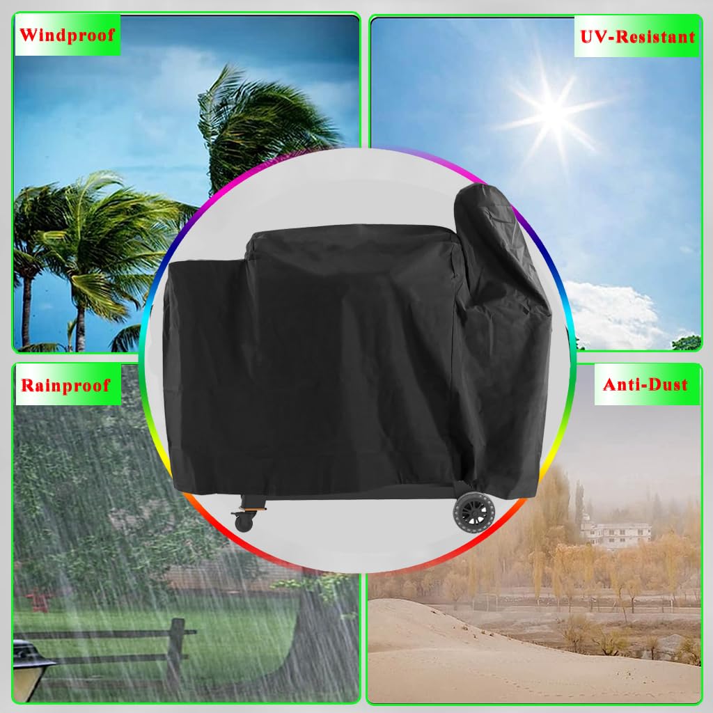 DONSIQIZZ grill cover for Pit Boss 1100T4 keeps outdoor cooking area protected.