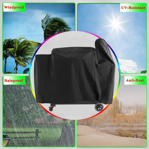 DONSIQIZZ grill cover for Pit Boss 1100T4 keeps outdoor cooking area protected.