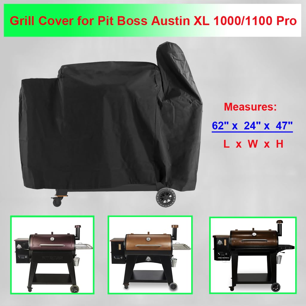 DONSIQIZZ grill cover on Pit Boss Rancher XL guards against wind and sun damage.