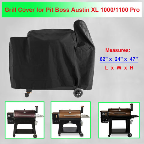 DONSIQIZZ grill cover on Pit Boss Rancher XL guards against wind and sun damage.