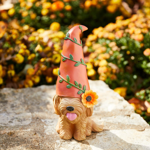 Doodle Gnome resin statue withstands sun and rain for long-lasting charm.