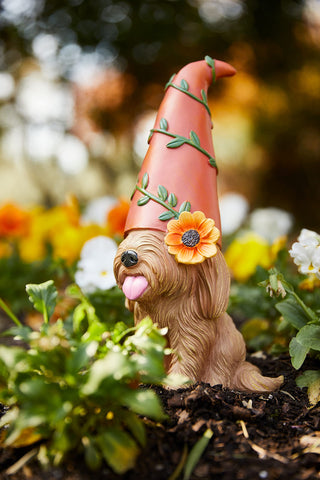 Doodle Gnome outdoor dog statue for yard display and conversation starter.