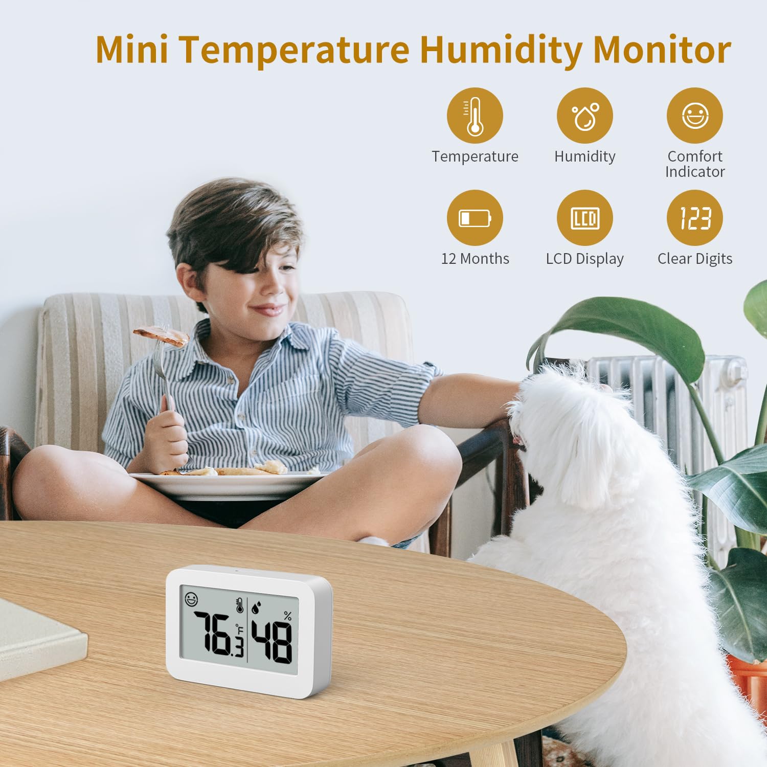 DOOMAY hygrometer installation with 3M plate enables easy placement anywhere.