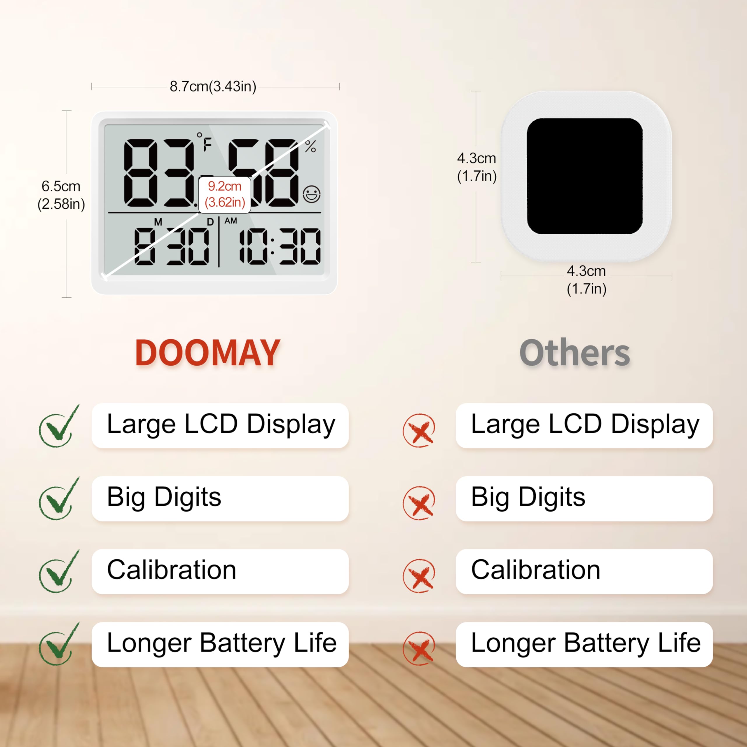 DOOMAY face-icon comfort indicator shows air conditions at a glance.