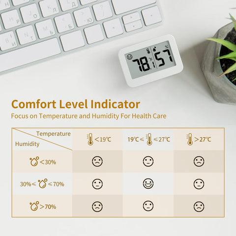 DOOMAY compact hygrometer front view highlighting clear, readable digits.
