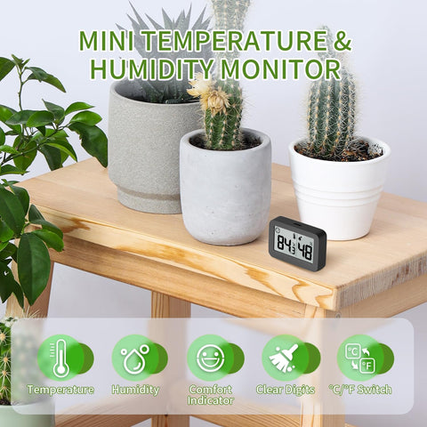 DOOMAY mini hygrometer adhesive plate mount for easy placement.