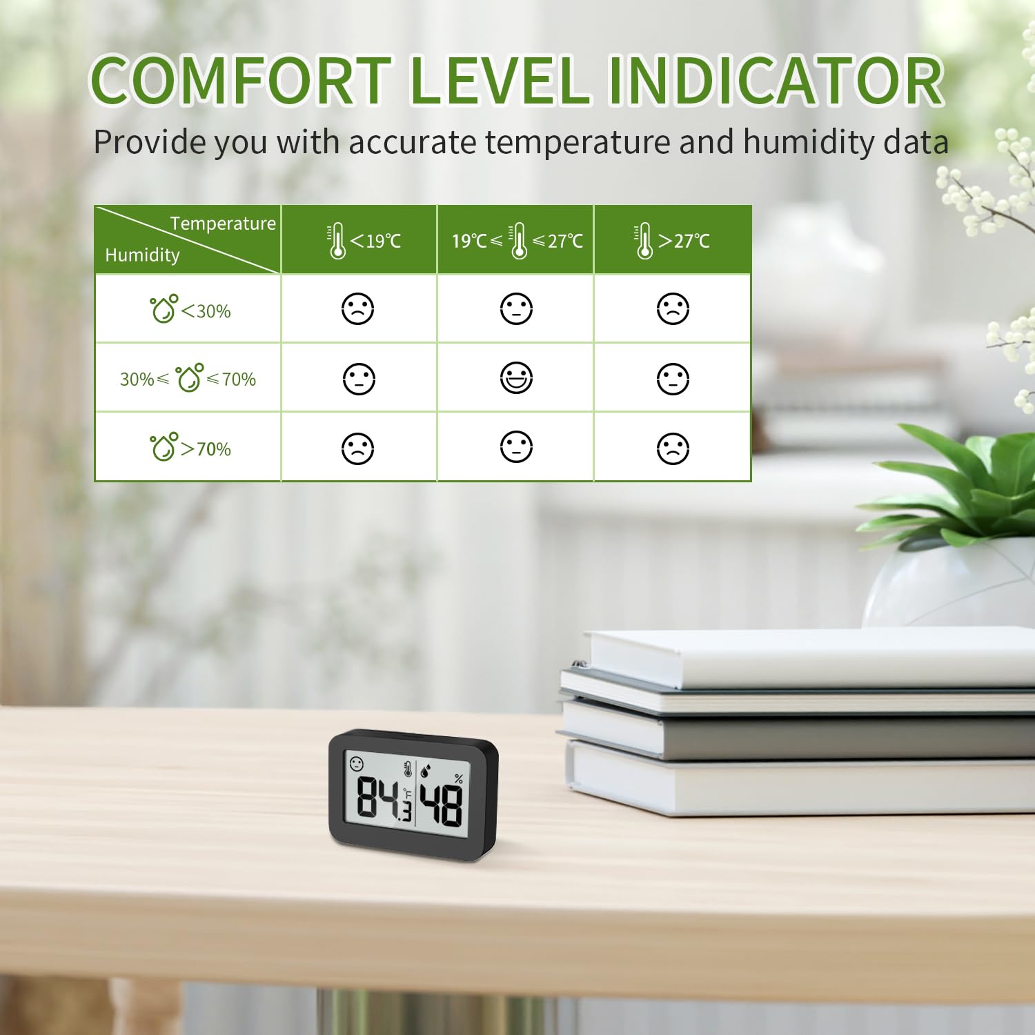 DOOMAY mini hygrometer Celsius Fahrenheit switch toggles units instantly.
