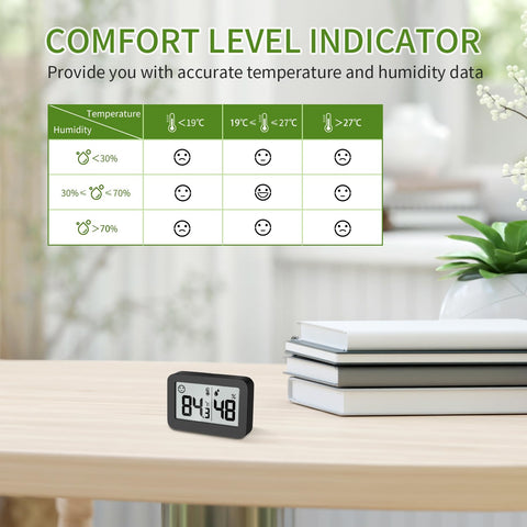DOOMAY mini hygrometer Celsius Fahrenheit switch toggles units instantly.