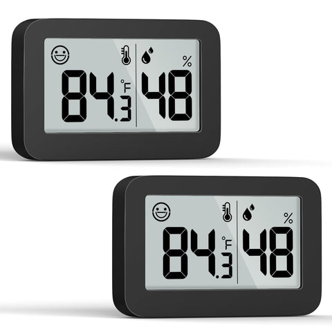 DOOMAY mini hygrometer display readout shows temperature and humidity clearly.