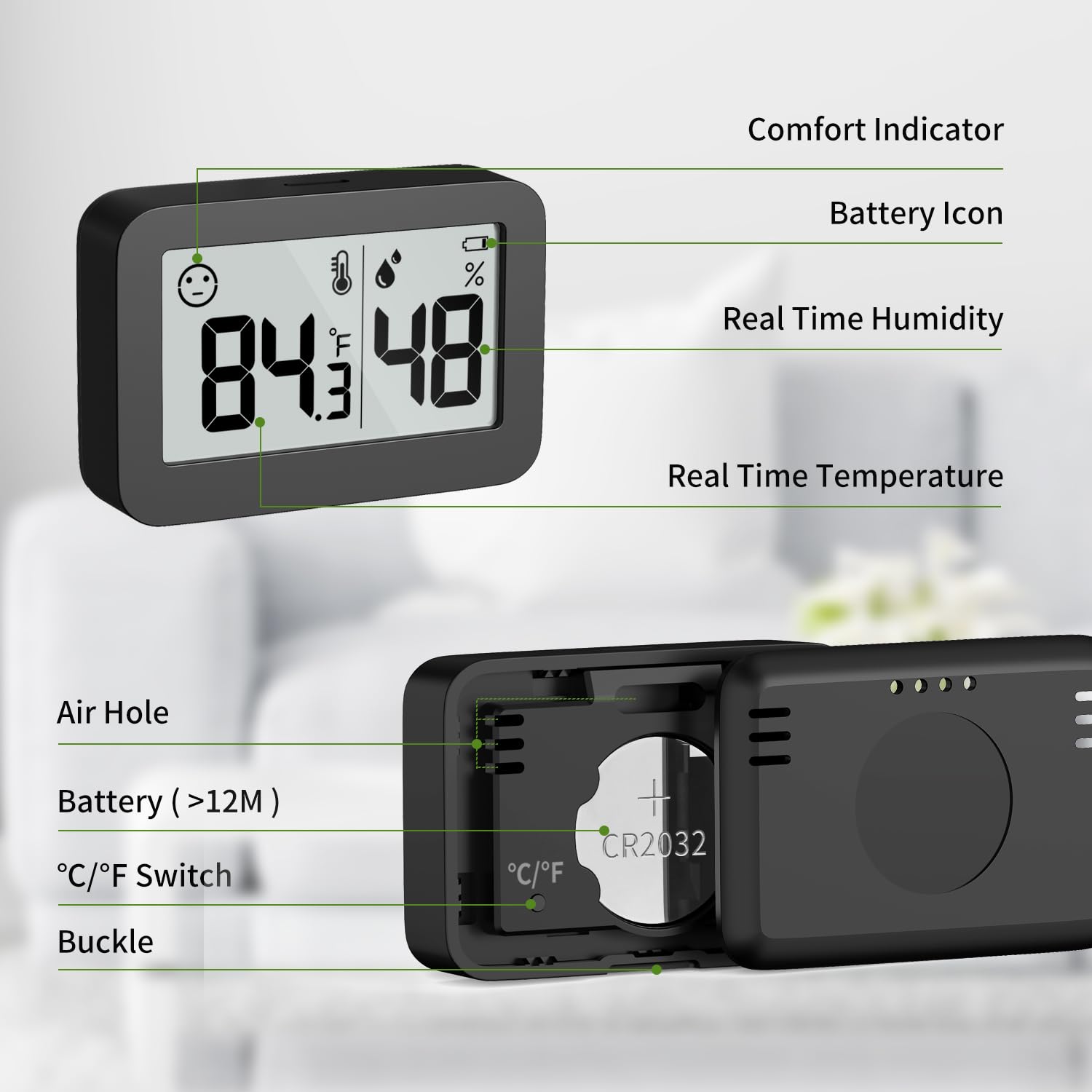 DOOMAY mini hygrometer home office use helps maintain ideal conditions.