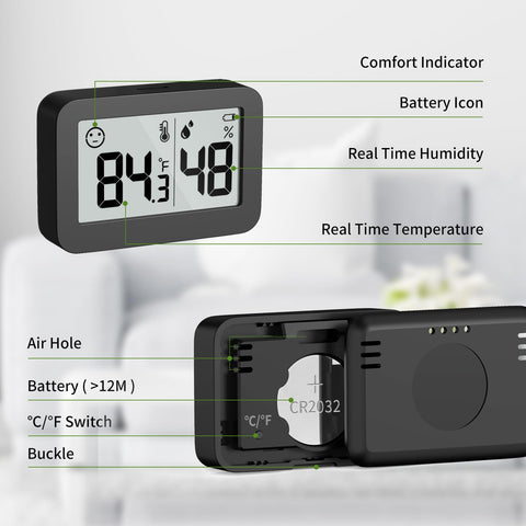 DOOMAY mini hygrometer home office use helps maintain ideal conditions.