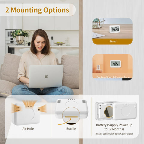 DOOMAY compact hygrometer suited for home use in living spaces.