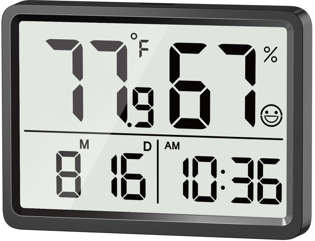 DOOMAY room thermometer indoor display shows temperature and humidity clearly.