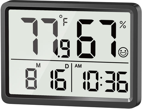 DOOMAY room thermometer indoor display shows temperature and humidity clearly.