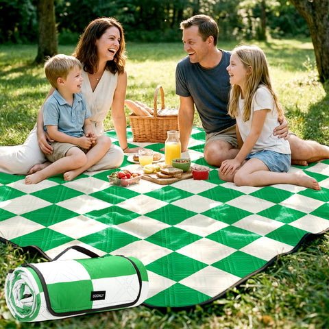 Doonly large picnic blanket with 78x78 inch surface for family gatherings
