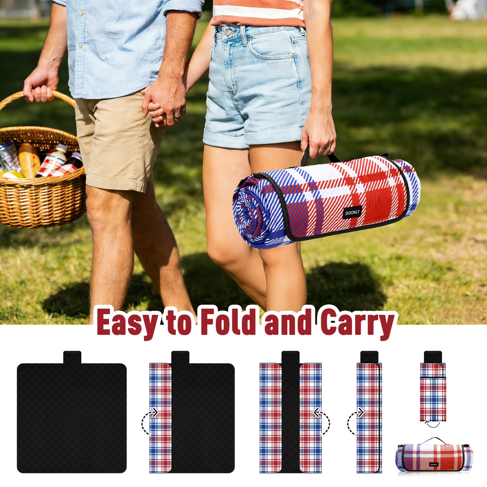 Doonly blanket used as a kid play mat on grass