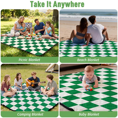 Doonly green color blanket blends with outdoor lawns and beaches