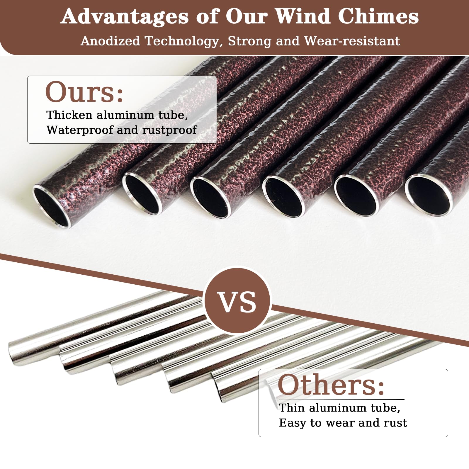 Doopeer gift-ready memorial wind chime in sleek bronze with condolence card.