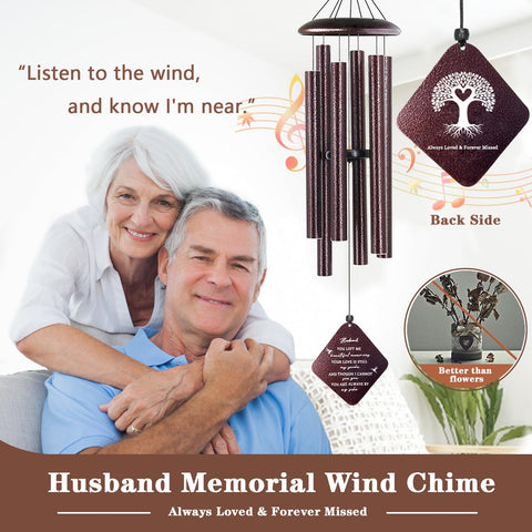 Doopeer husband memorial wind chime with six tubes for heartfelt garden remembrance.