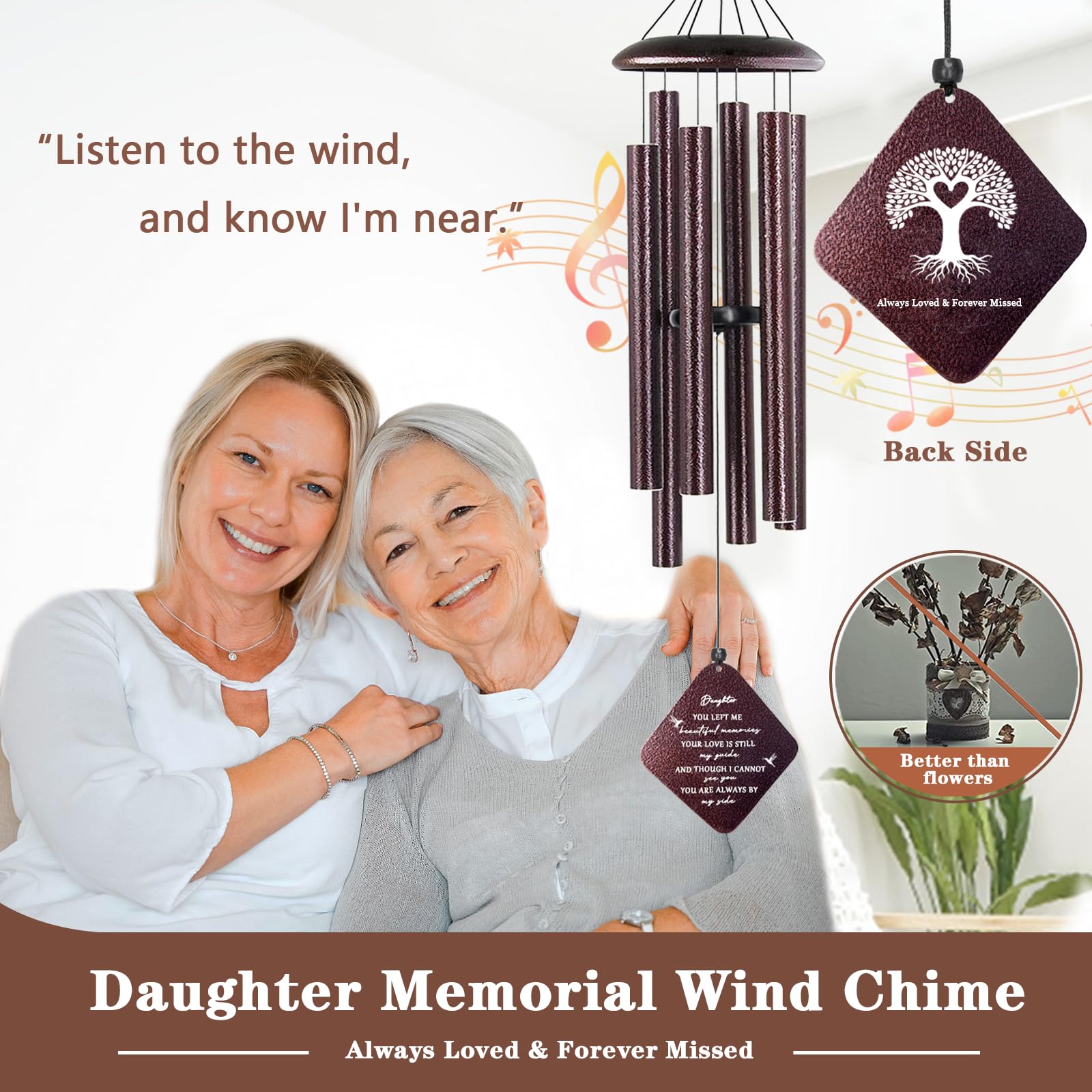 Doopeer memorial wind chimes 32in on porch, ideal memorial display.