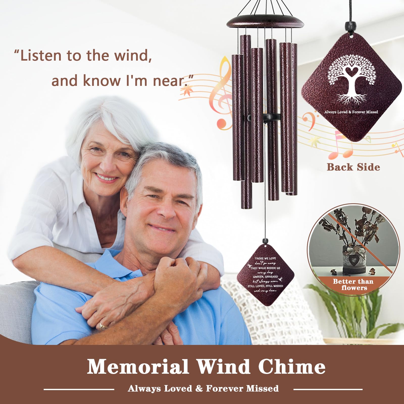 Doopeer memorial wind chimes with bronze tubes for outdoor display