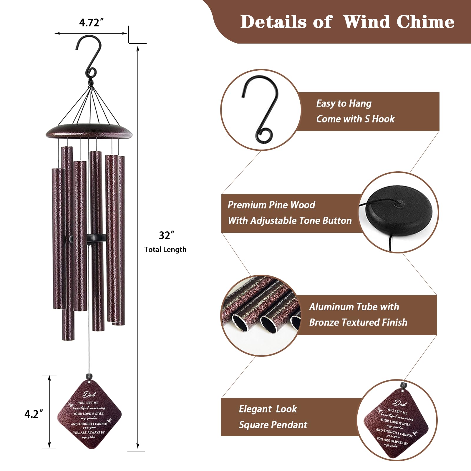 Doopeer dad memorial chimes provide a gentle reminder of love, near entries or patios.
