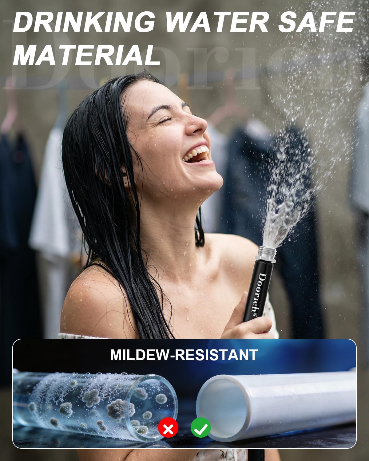 Doorich all-weather flexibility demonstrates kink-free performance from -40°F to 150°F.