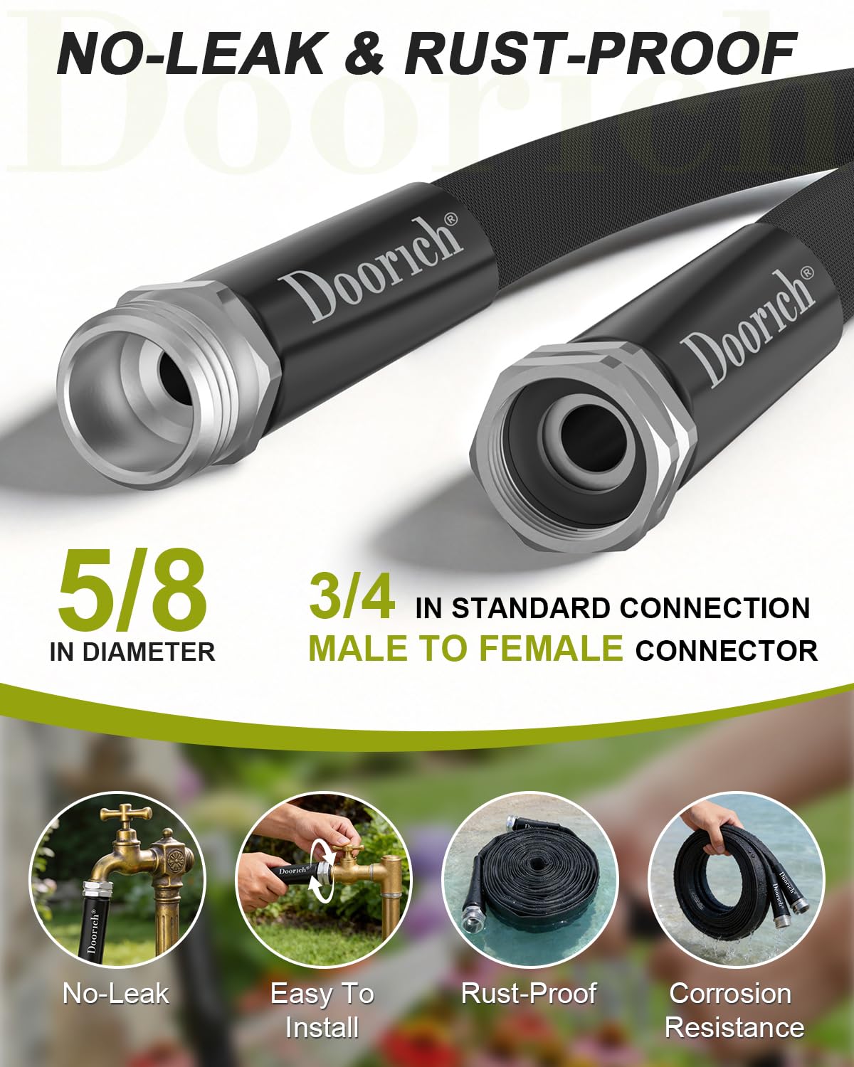 Doorich BPA-free water flow illustration emphasizes clean, taste-free water for everyday use.