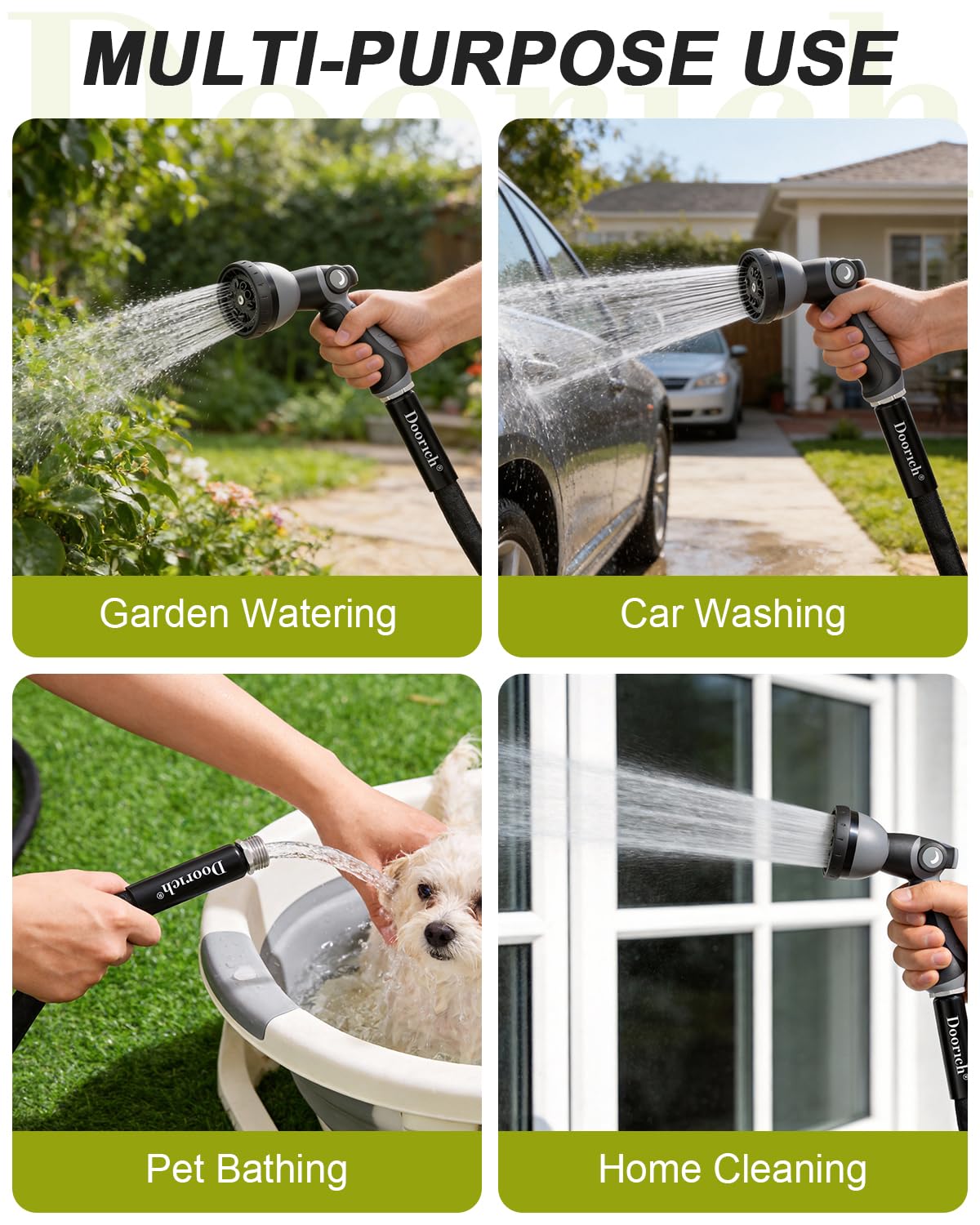 Doorich warranty badge emphasizes 2-year hassle-free support.
