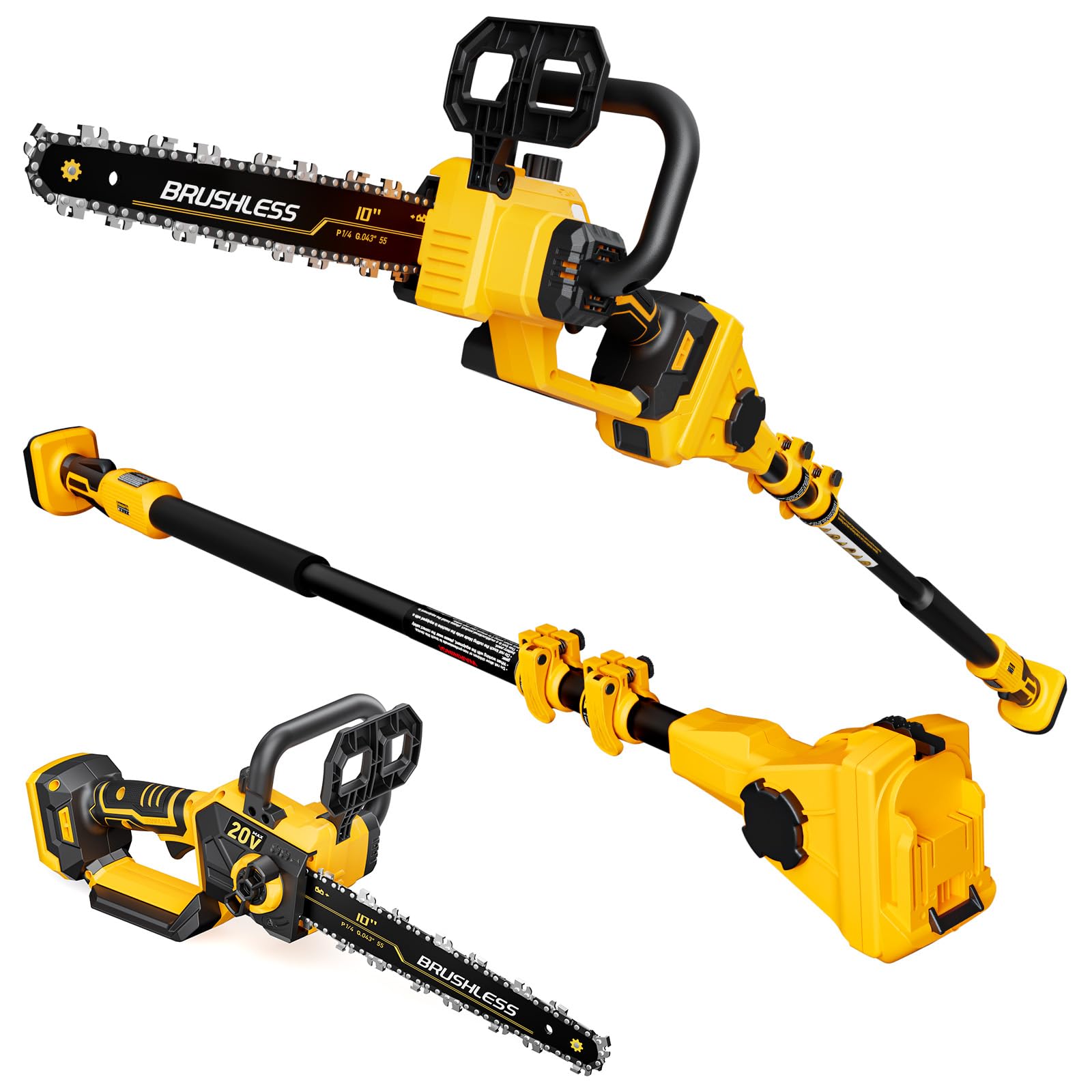 DOOYUTOOL 2-in-1 pole saw head enables quick cordless pruning with easy tool-free swap.