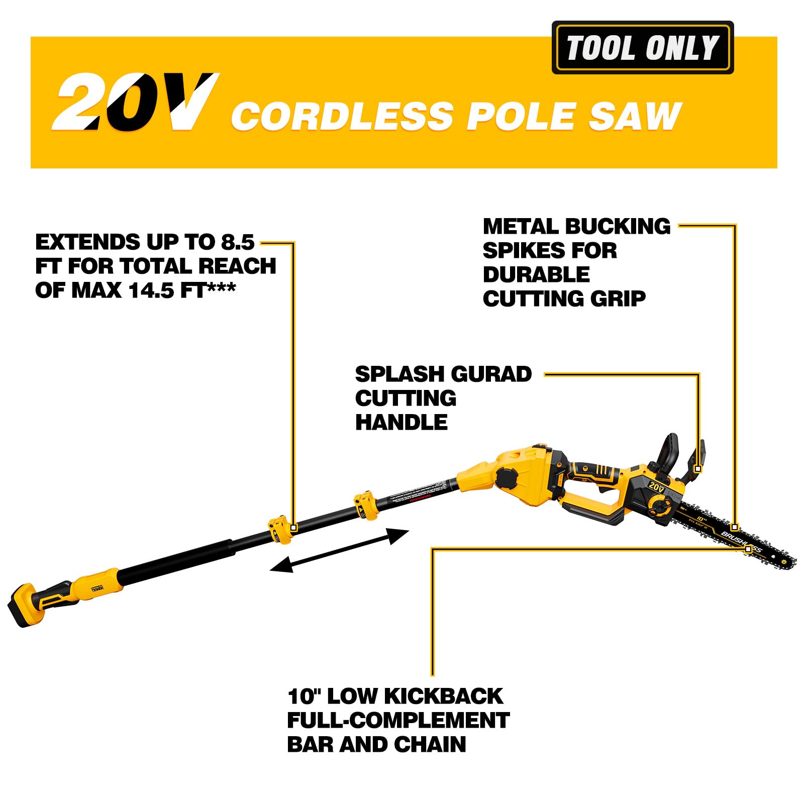 DOOYUTOOL telescoping-pole-extended offers reach up to shoulder level for high branches.