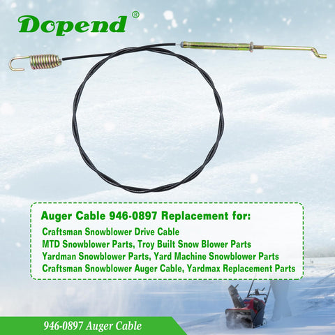 Dopend auger cable with spring end maintains tension for reliable operation.