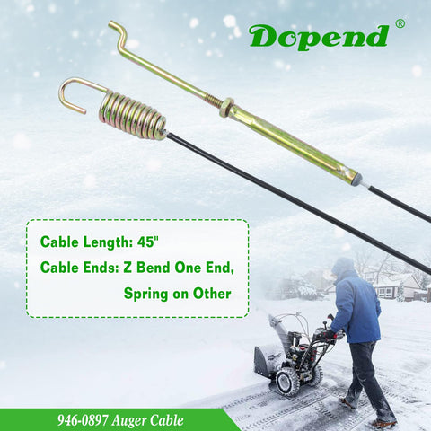 Dopend auger cable fits MTD and Craftsman snowblowers for reliable drive.