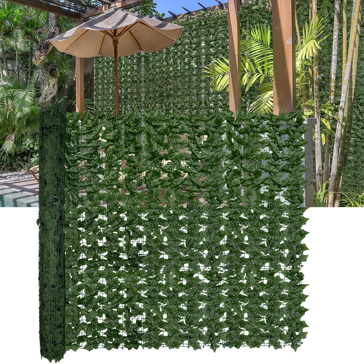 DOPGIB artificial ivy fence screen provides quick privacy and lush backdrop.