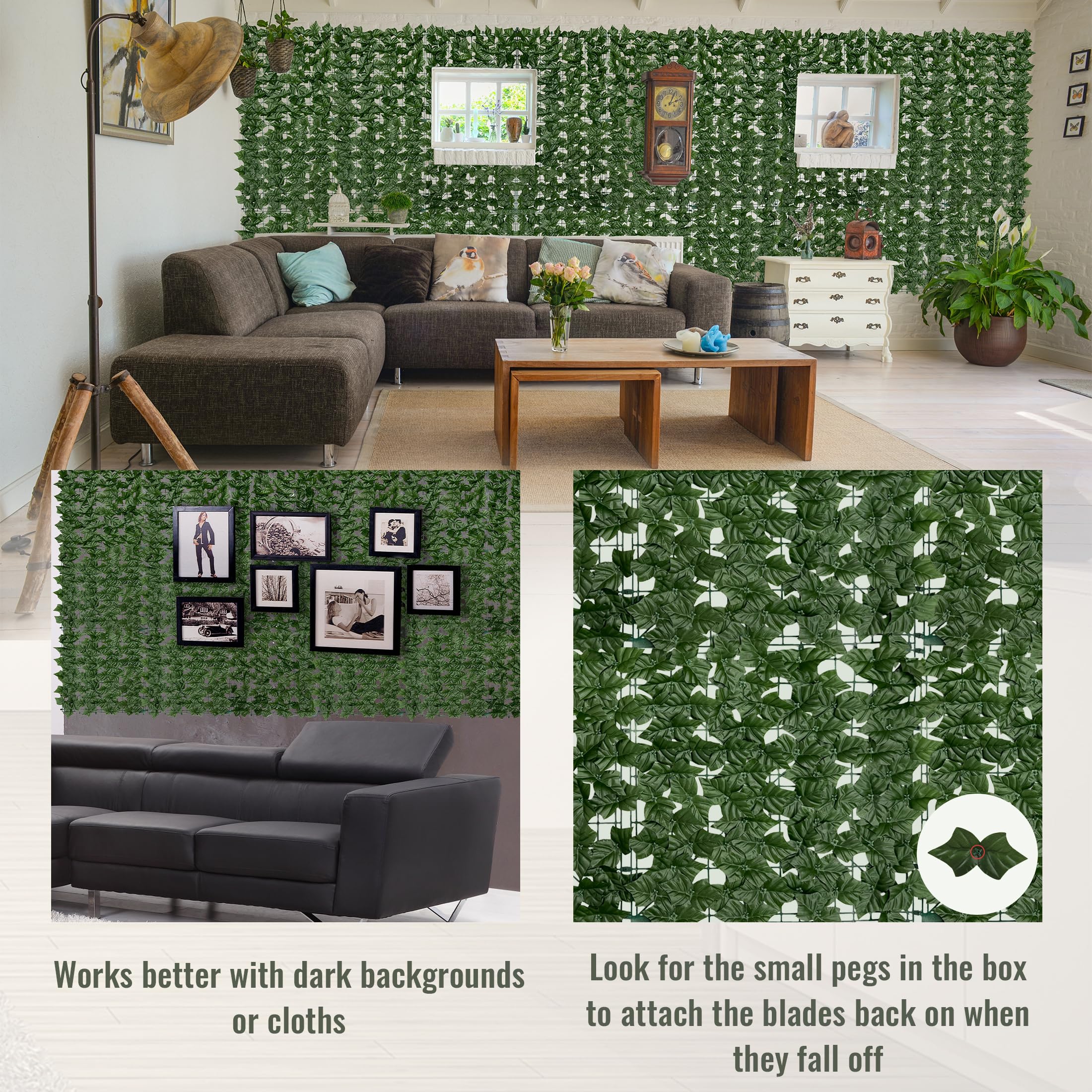 DOPGIB green ivy backdrop decor for interior or exterior space.
