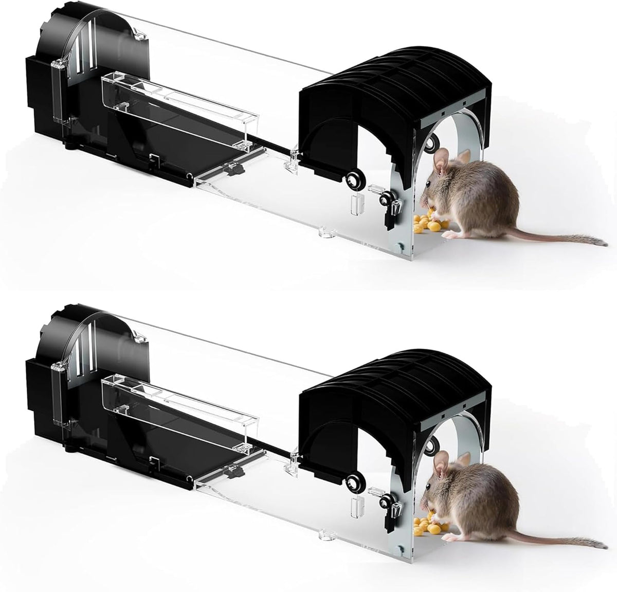 DOPKUSS humane mouse traps in-set view showing enlarged entry for easier capture.