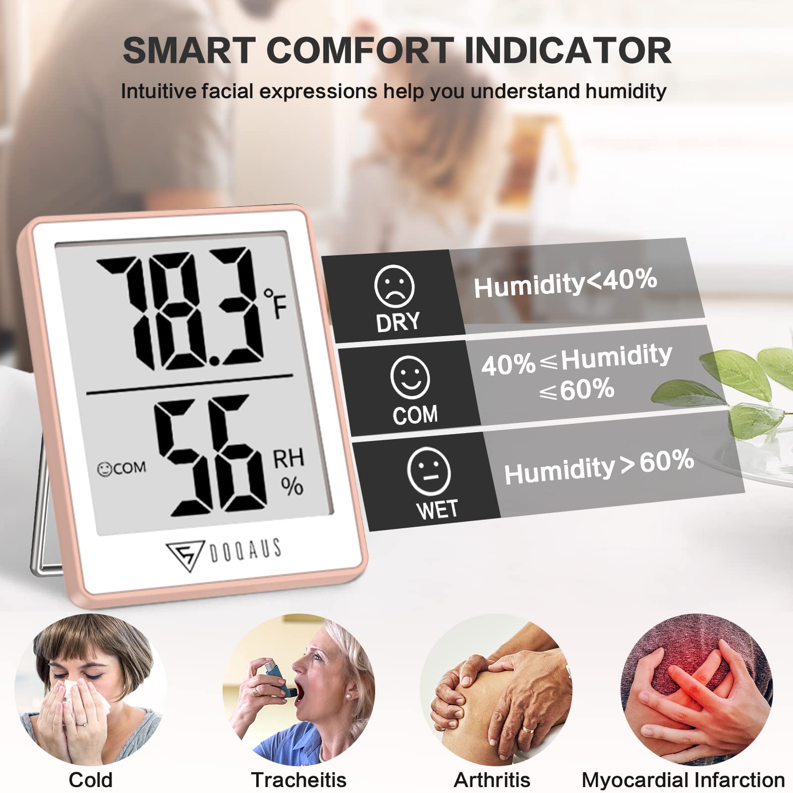DOQAUS 2.3-inch LCD display with bold numbers for easy reading.
