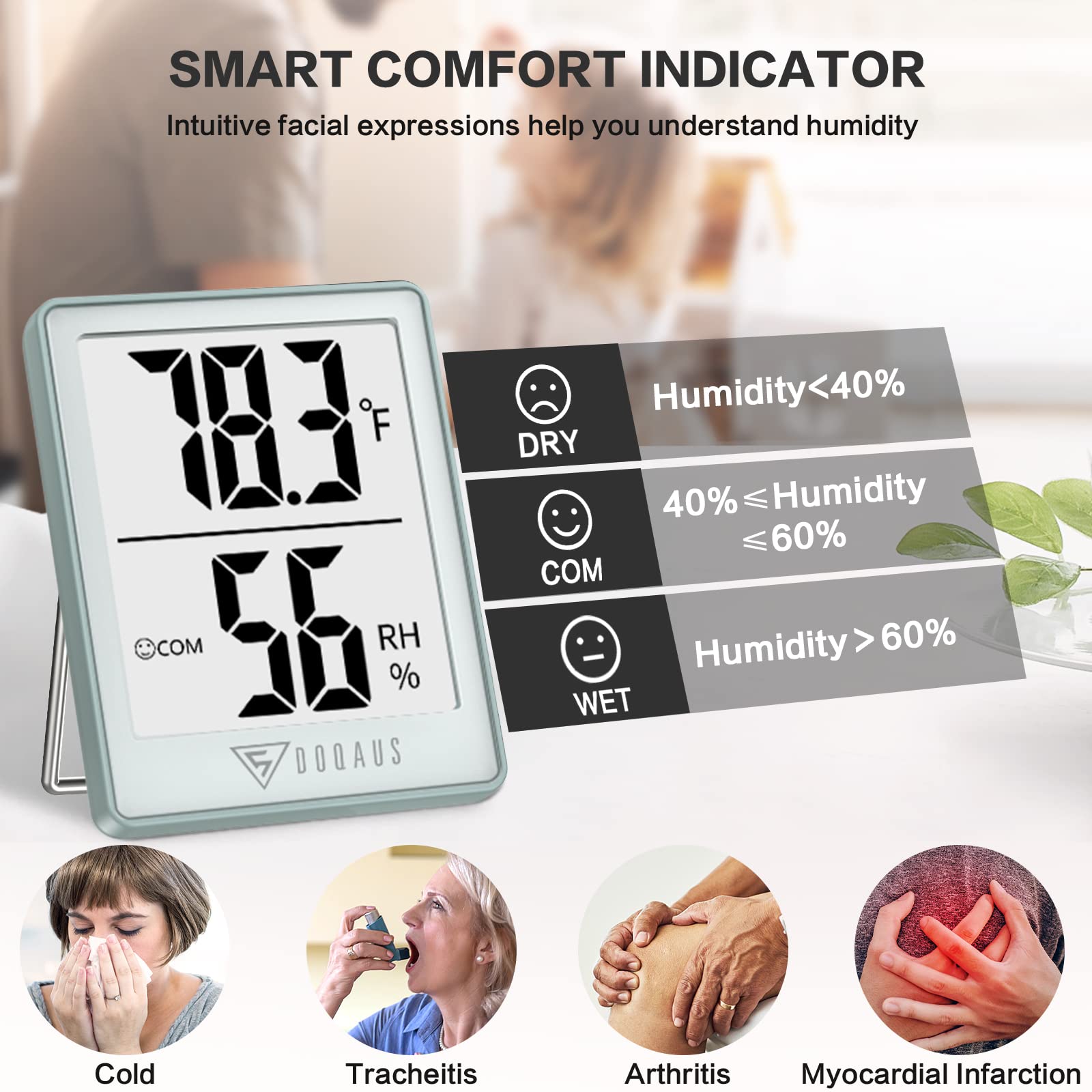 DOQAUS air comfort icon indicator helps you adjust environment easily