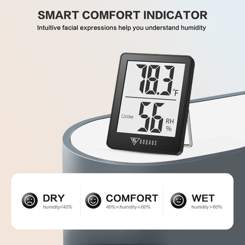 DOQAUS hygrometer with large 2.3-inch LCD delivers easy-to-read numbers from any angle