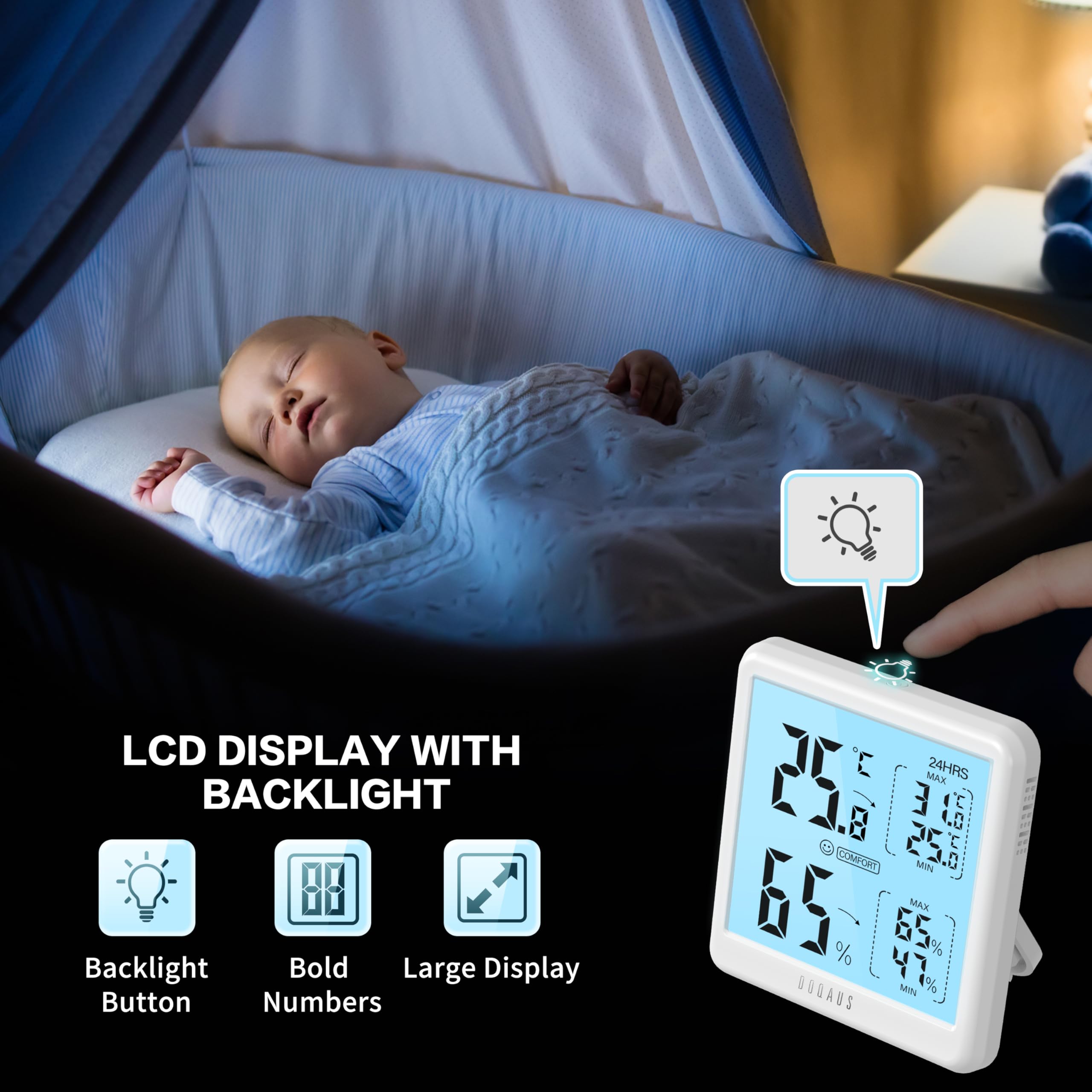 DOQAUS digital hygrometer 3s refresh provides near real time readings